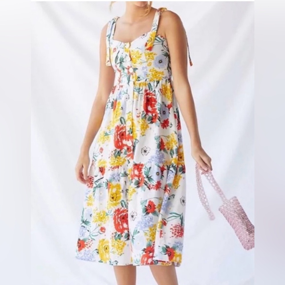 Urban Outfitters Positano Tie- Shoulder Midi Dress